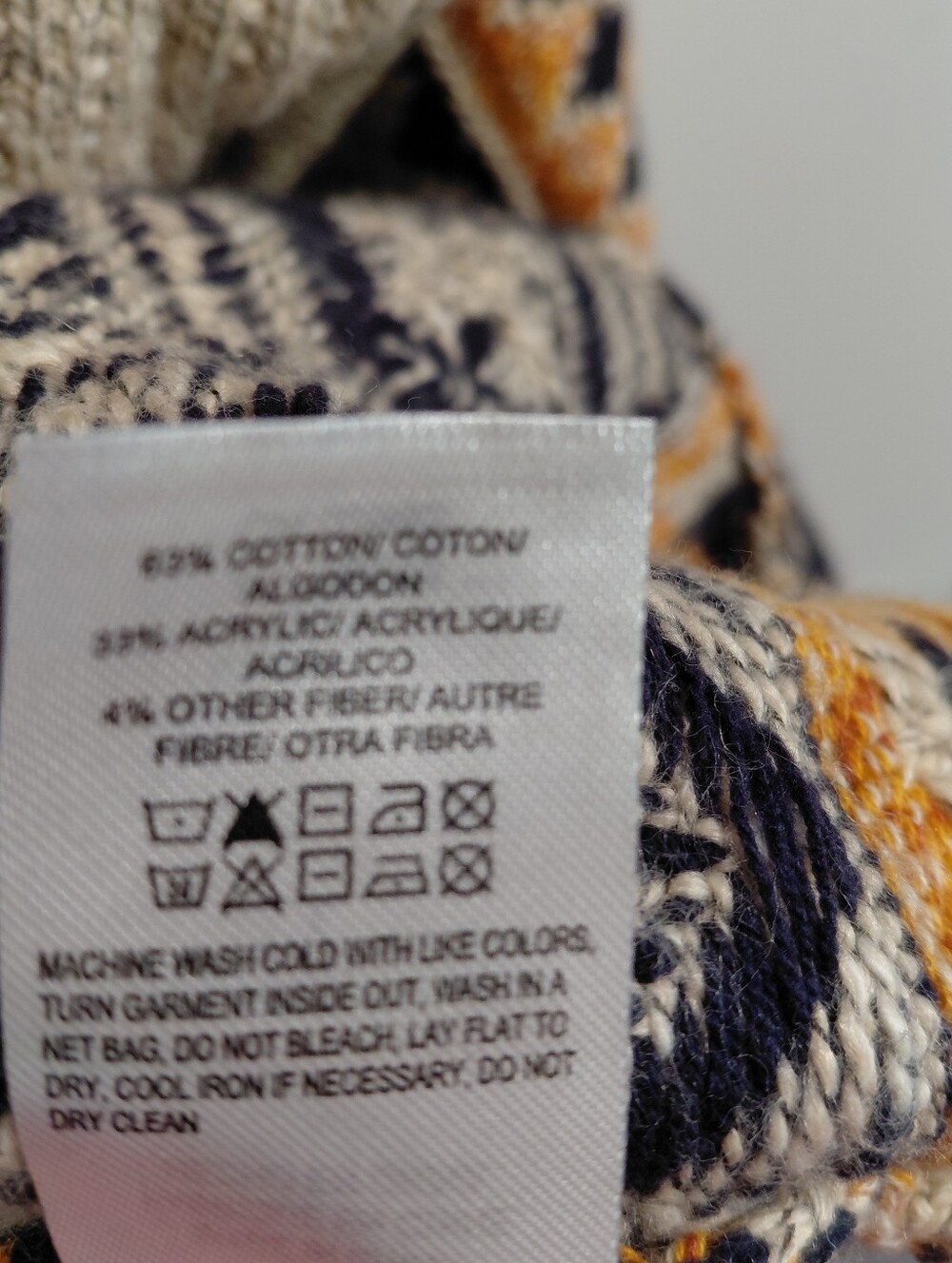 Lucky Brand Yellow Cream Knit Open Front Aztec-Pattern Cardigan Sweater W/Hood - Picture 8 of 11